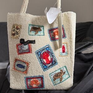 Made in India Embroidered Bag in Cream
